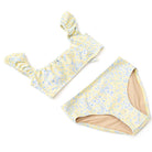 Shade Critters girls ribbed cap sleeve bikini set in butter blooms floral print, soft yellow two piece kids swimwear.