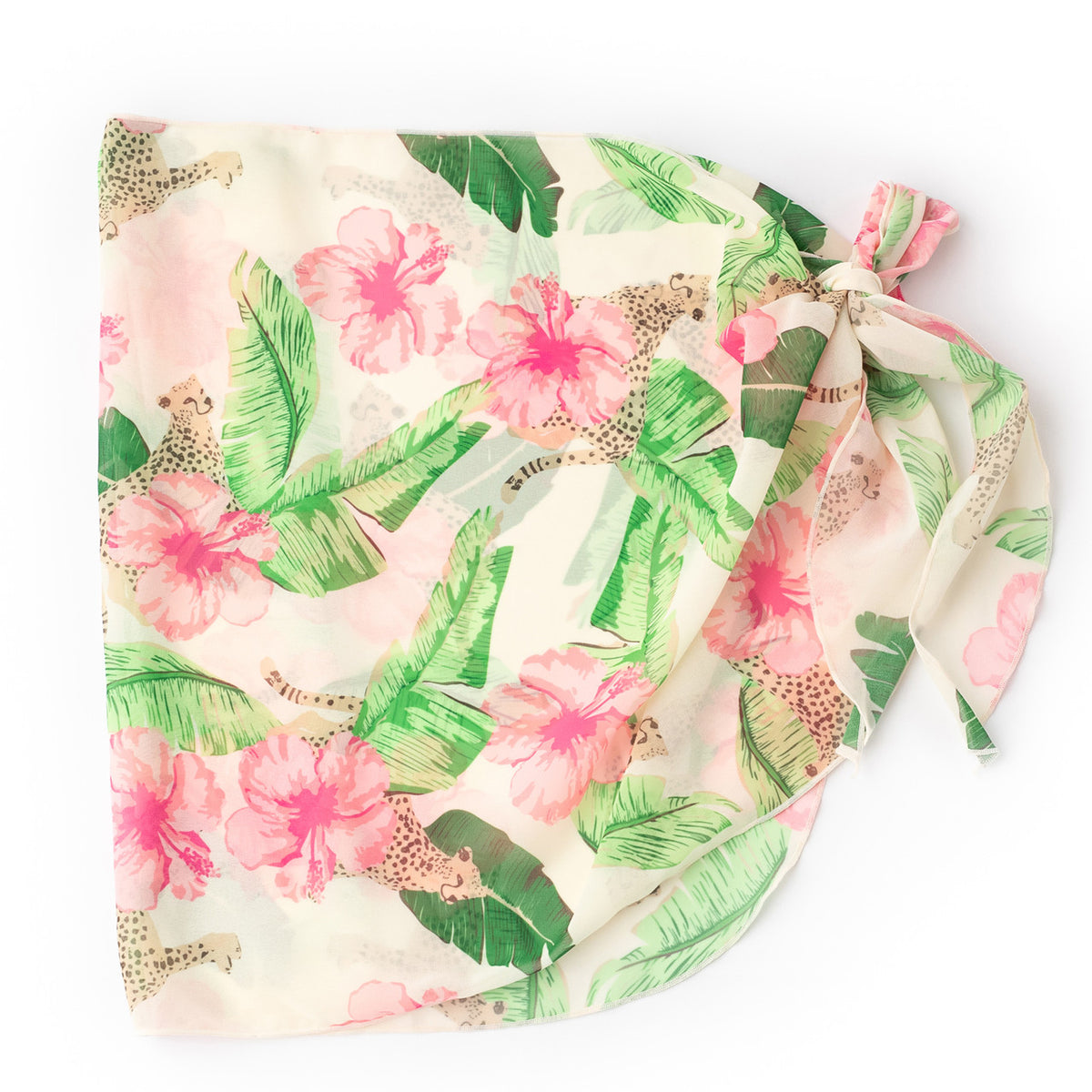 Shade Critters Cute Botanical Leopard Womans Sarong