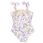 Back view of the Shade Critters swimsuit displaying the full wildflower pattern and soft stretch lining.