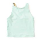 Front View: A front view of the Mint Girls Active Tank Top by Shade Critters, showing its high neckline and smooth mint fabric.