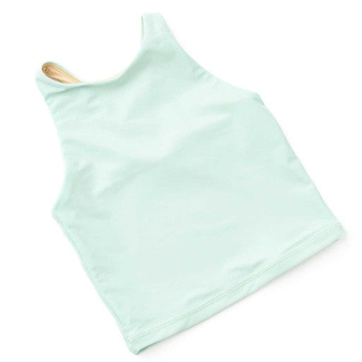 Detail View: A close look at the mint fabric and stitching on the Shade Critters active tank.
