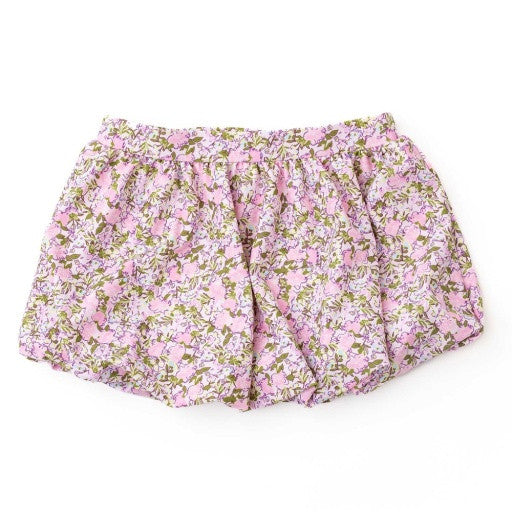 The Shade Critters Blushing Blooms Girls Bubble Skirt displayed flat, showing the elastic waistband and full bubble shape in the floral print.